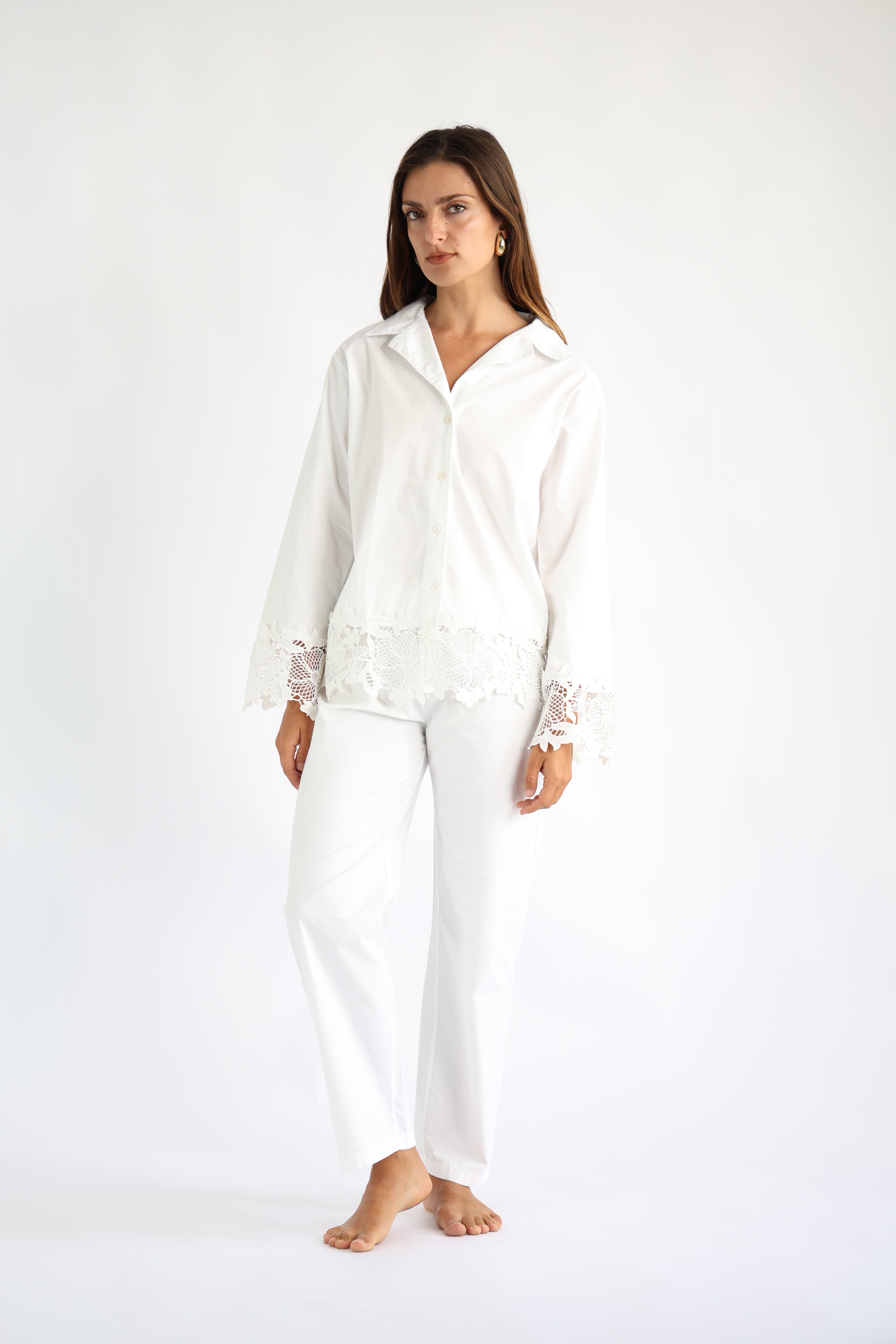 Lace Shirt Pant Set
